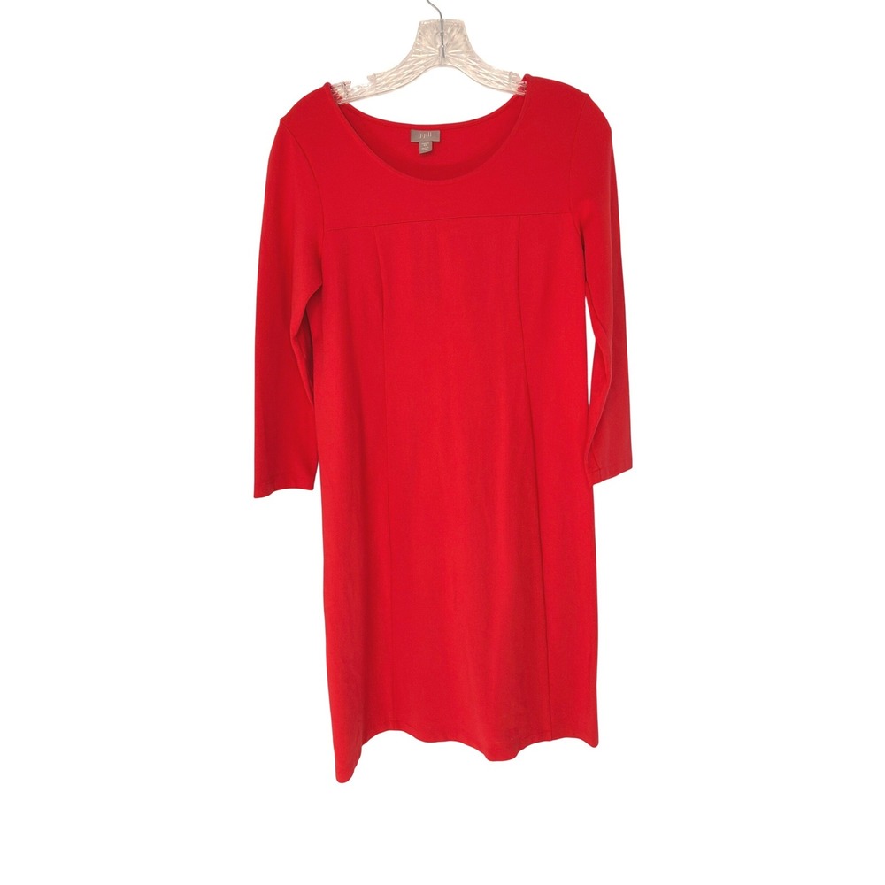 J. Jill Dress Stretch Orange Office Work Career Business Sheath 3/4 Sleeve XS
